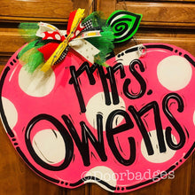 Load image into Gallery viewer, Bright Apple polka dot door hanger - DoorBadges