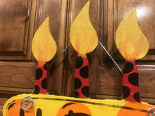 Load image into Gallery viewer, Happy Birthday - Tiered Cake - Chalkboard - Bright colors - wood cut out hand painted door hanger - DoorBadges