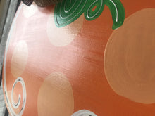 Load image into Gallery viewer, Pumpkin Fall Door Hanger - Harvest Door Decor - Thanksgiving Hand Painted - Fall Wreath - DoorBadges