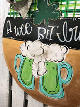 Load image into Gallery viewer, St Patrick's Day Door Hanger - lucky shamrock door Decor - Irish wreath - st patty hand painted personalized door hanger - DoorBadges