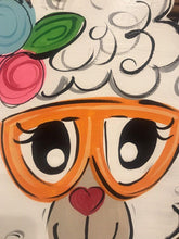 Load image into Gallery viewer, Llama door hanger, alpaca door decor, llama wreath - spring - summer doorhanger, flowers door hanger, hand painted - DoorBadges