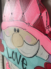 Load image into Gallery viewer, Valentines Gnome Door Hanger - Valentines Day door Decor - Gnome Love wreath - love hand painted personalized door hanger - DoorBadges