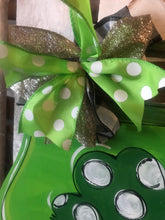 Load image into Gallery viewer, St Patrick's Day Door Hanger - shamrock mug door Decor - st pats wreath - st patty hand painted personalized door hanger - DoorBadges