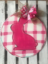 Load image into Gallery viewer, Easter Door Hanger - easter Bunny plaid door Decor - bunny farmhouse wreath - DoorBadges