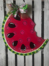 Load image into Gallery viewer, Summer Door Hanger - Watermelon door Decor - summer wreath - hand painted personalized door hanger - DoorBadges