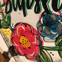 Load image into Gallery viewer, Spring - Summer - Farmhouse door decor - Flowers Door Hanger - Plaid wooden hand painted doorhanger - DoorBadges
