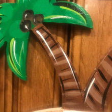 Load image into Gallery viewer, Palm tree summer Door Hanger - beach door Decor - pool wreath - tropical - hand painted personalized door hanger - DoorBadges