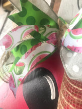 Load image into Gallery viewer, Summer Door Hanger - Watermelon door Decor - summer wreath - hand painted personalized door hanger - DoorBadges