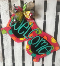 Load image into Gallery viewer, Summer Door Hanger - sunglasses door Decor - summer wreath - hand painted personalized door hanger - DoorBadges