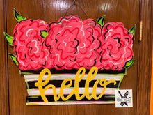 Load image into Gallery viewer, Flower door hanger, hydrengea flower, summer flower pot - DoorBadges