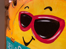 Load image into Gallery viewer, Summer Sunshine Door Hanger, Hello Sunshine sunglasses, teacher gift, wood cut out hand painted door hanger - DoorBadges
