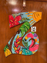 Load image into Gallery viewer, Summer Decorative Letter, Monogram Letter, Chevron, leopard print, Door Decor, Flower Wreath, wood cut out hand painted door hanger - DoorBadges