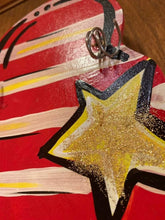 Load image into Gallery viewer, Gnome 4th of July Door Hanger - Patriotic- Red White Blue wood cut out hand painted personalized door hanger - DoorBadges