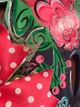 Load image into Gallery viewer, Flower Watering Can door hanger, spring - summer flower wood cut out hand painted door hanger - DoorBadges