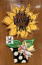 Load image into Gallery viewer, Fall door hanger, Sunflower in a Pot - DoorBadges