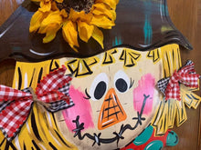 Load image into Gallery viewer, Fall Scarecrow Door Hanger - Girl Scarecrow - DoorBadges