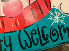 Load image into Gallery viewer, Snowman Winter Door Hanger, Winter Christmas Snow Sign - hand painted wood door hanger - DoorBadges