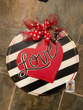 Load image into Gallery viewer, Valentine Heart Door Hanger - Valentines Day door Decor - valentine wreath - love hand painted personalized door hanger - DoorBadges