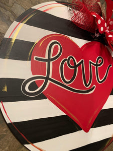 Valentine Heart Door Hanger - Valentines Day door Decor - valentine wreath - love hand painted personalized door hanger - DoorBadges