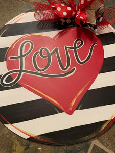 Valentine Heart Door Hanger - Valentines Day door Decor - valentine wreath - love hand painted personalized door hanger - DoorBadges