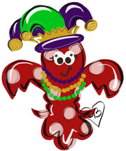 Load image into Gallery viewer, Mardi Gras Door Hanger - Mardi Gras Crawfish door Decor -Mardi Gras wreath - hand painted personalized door hanger - DoorBadges