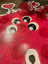 Load image into Gallery viewer, Valentine Love Monster Door Hanger - Valentines Day door Decor - valentine wreath - love hand painted personalized door hanger - DoorBadges