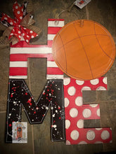 Load image into Gallery viewer, Basketball door hanger, Home door hanger, Sports door hanger, Volleyball door signs, wooden sports door decor, hand painted - DoorBadges