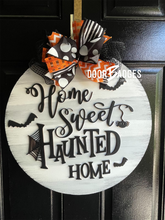Load image into Gallery viewer, Halloween haunted house round Door Hanger - DoorBadges
