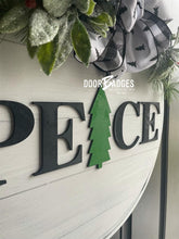 Load image into Gallery viewer, Christmas Peace Round door hanger, Winter Christmas Snow hand painted door hanger - DoorBadges