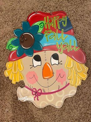 Fall Scarecrow with Hat Door Hanger - DoorBadges