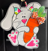 Load image into Gallery viewer, Floppy Ear Easter Bunny Rabbit Door Hanger - Easter door Decor - Bunny wreath - hand painted personalized door hanger
