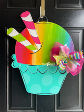 Load image into Gallery viewer, Snowcone Doorhanger - Summer door decor wooden hand painted doorhanger - DoorBadges