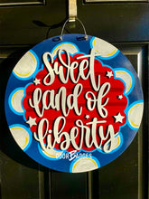 Load image into Gallery viewer, Sweet Land of Liberty Doorhanger - Summer door decor wooden hand painted doorhanger - DoorBadges