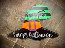 Load image into Gallery viewer, Halloween Witch Hat Door Hanger- Witch Door Decor-Spooky-Fall-Wreath-wood cut out-hand painted door hanger - DoorBadges