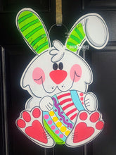 Load image into Gallery viewer, Easter Bunny with Egg Door Hanger - - DoorBadges