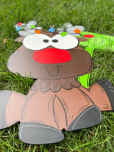 Load image into Gallery viewer, Goofy Reindeer with sign Door Hanger - Winter Door Decoration - DoorBadges