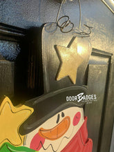 Load image into Gallery viewer, Snowman with Tree Door Hanger - Winter Door Decoration - DoorBadges