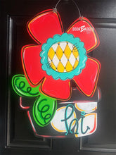 Load image into Gallery viewer, Funky Flower in Pot door hanger, spring flower, summer flower - DoorBadges