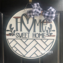Load image into Gallery viewer, Home Sweet Home Doorhanger - 3D Summer Farmhouse door decor - wooden hand painted doorhanger - DoorBadges