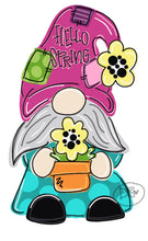 Load image into Gallery viewer, Spring Gnome Door Hanger - Gnome Flower wreath - love hand painted personalized door hanger - DoorBadges