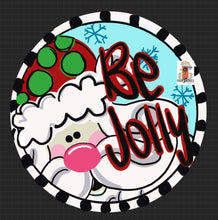 Load image into Gallery viewer, Be Jolly Santa 18" door hanger, Winter Christmas Snow wood cut out hand painted door hanger - DoorBadges