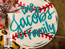 Load image into Gallery viewer, Home Plate Baseball/Softball with Leopard Print Door Hanger - DoorBadges