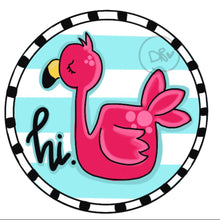 Load image into Gallery viewer, Flamingo Summer Door Hanger - Summer Door Decor - hand painted personalized door hanger - DoorBadges