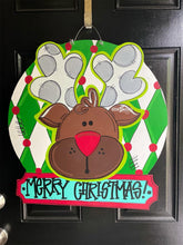 Load image into Gallery viewer, Red Nose Reindeer Door Hanger - Winter Door Decoration - DoorBadges