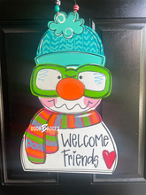 Load image into Gallery viewer, Snowman with Glasses Winter Door Hanger - Winter Door Decoration - DoorBadges