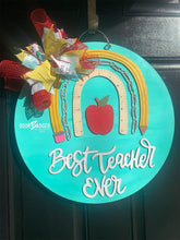 Load image into Gallery viewer, Teacher Rainbow Door Hanger - teacher gift - DoorBadges