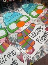 Load image into Gallery viewer, Snowman with Glasses Winter Door Hanger - Winter Door Decoration - DoorBadges