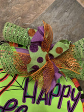 Load image into Gallery viewer, Halloween Spider Door Hanger- Spider Door Decor-Spooky-Fall-Wreath-wood cut out-hand painted door hanger - DoorBadges