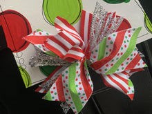 Load image into Gallery viewer, Christmas Tree Trio door hanger, Winter Christmas Snow wood cut out hand painted door hanger - DoorBadges