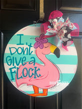 Load image into Gallery viewer, Flamingo Flock door hanger - Summer door decor - hand painted personalized door hanger - DoorBadges
